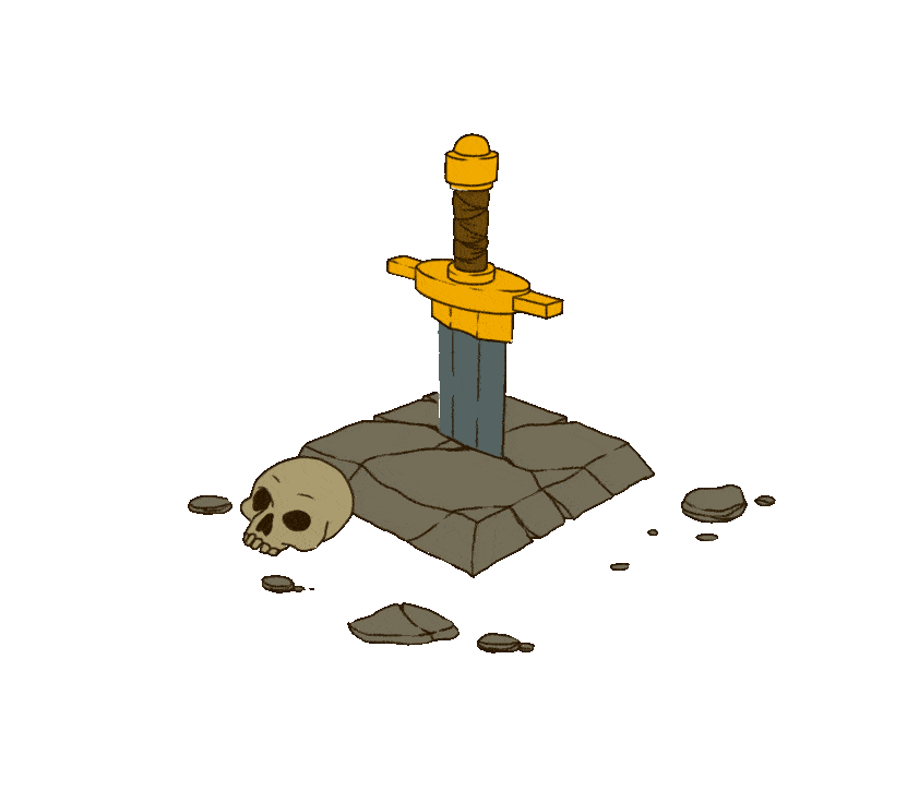 Infographie 2D Colorisation d'une épée plantée dans une roche